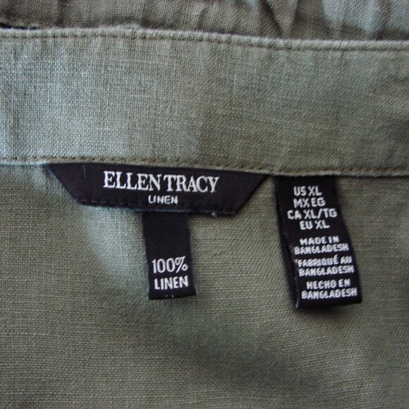 Ellen Tracy Khaki Green Zip-Front Tunic - Picture 3 of 10